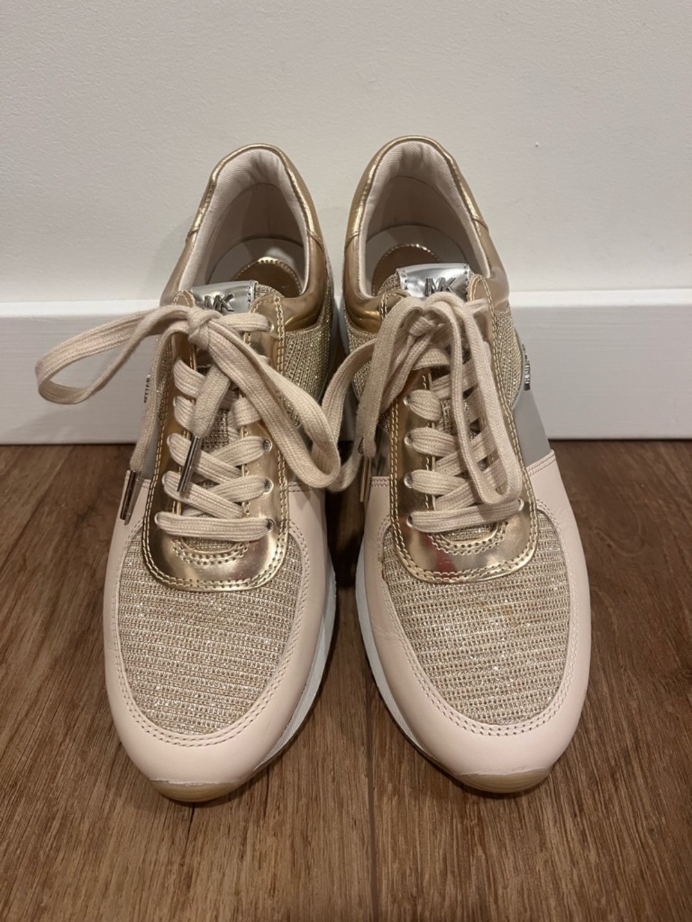 Michael Kors MK Allie Gold Silver Trainer Sneakers - Picture 4 of 14
